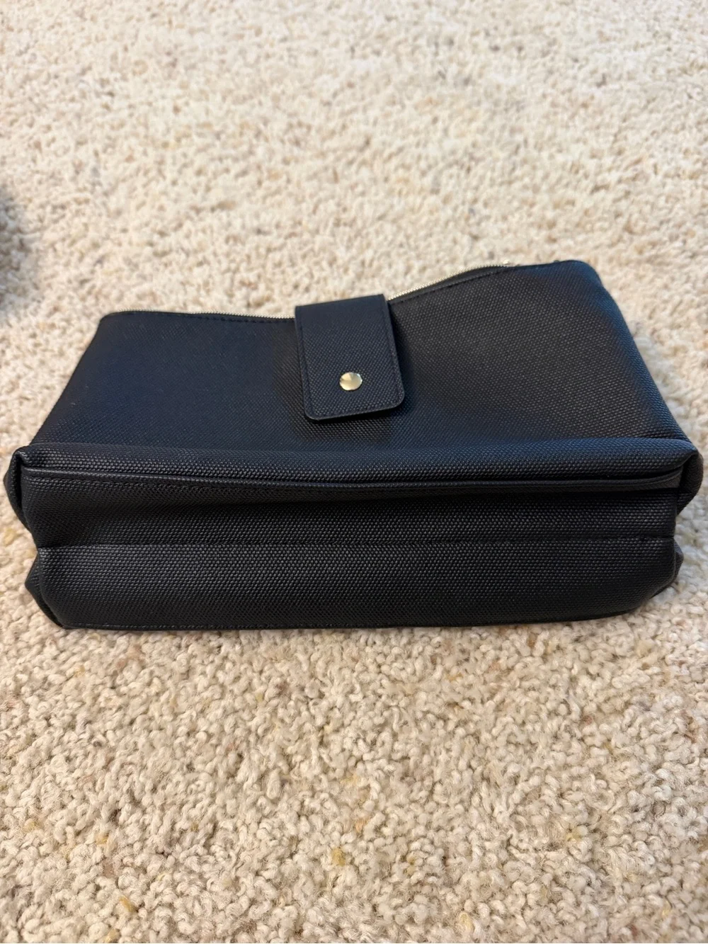 Classic Lancôme Black Women's Makeup Bag with Snap Detail